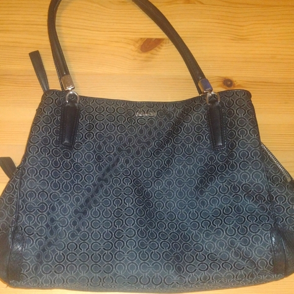 Large black and silver Coach shoulder bag